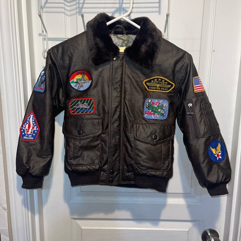 Youth WWII A-2 Style  TOP GUN Bomber Jacket Youth Size 8/10
